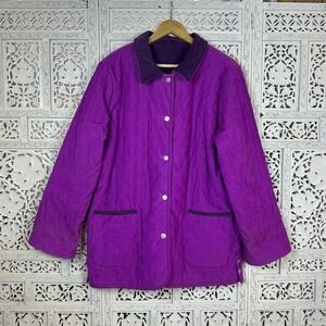 READ Denim & Co Purple Corduroy Reversible Quilted Chore Barn Coat Sz XL/XXL